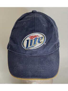 Vintage Miller Lite Beer Adjustable Hat Black Gold Underbill Acme Headwear Cap